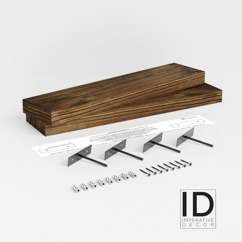 Gracie Oaks 2 Piece Pine Solid Wood Floating Shelf & Reviews